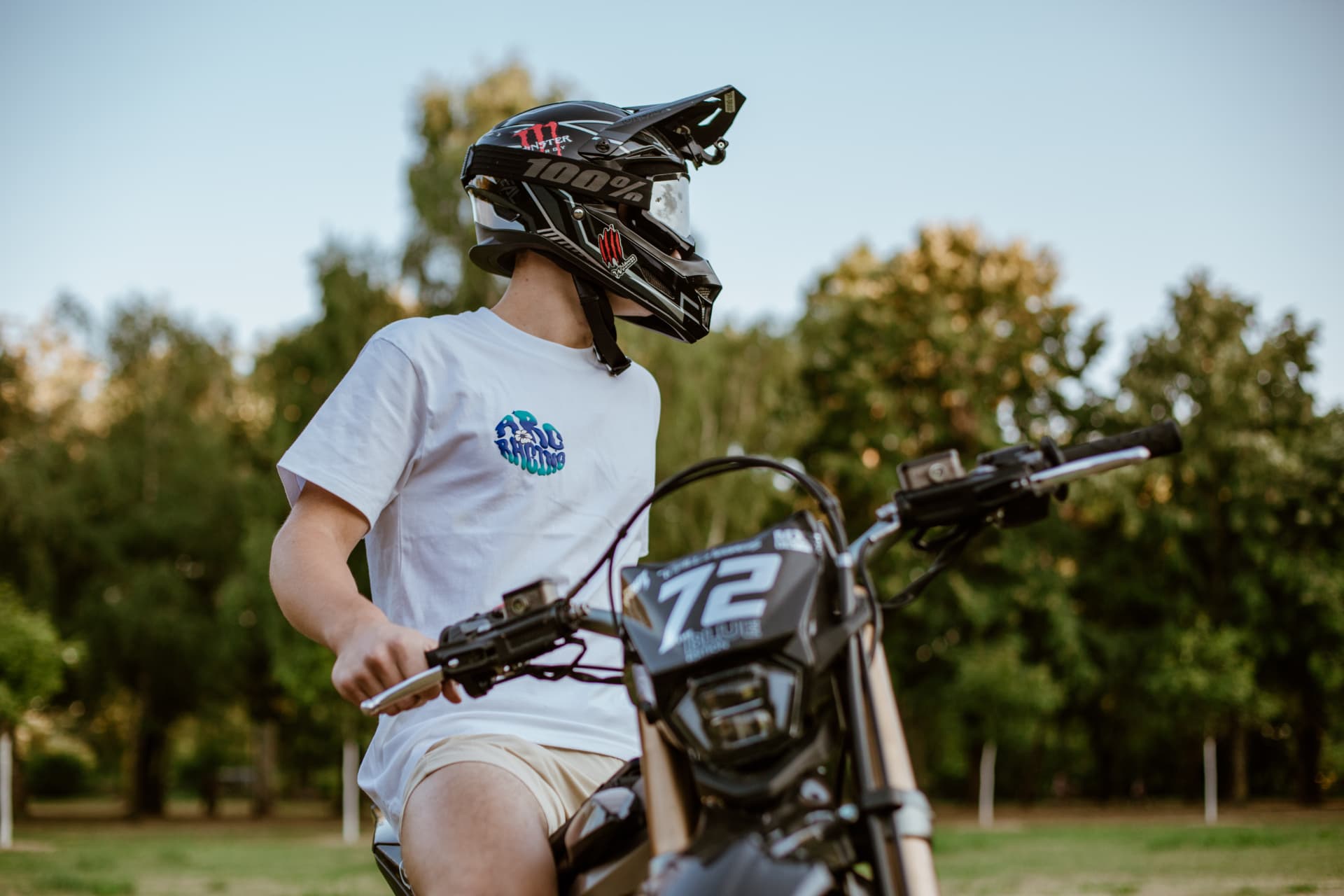 Built Not Bought Tee Ocean — rider with bike